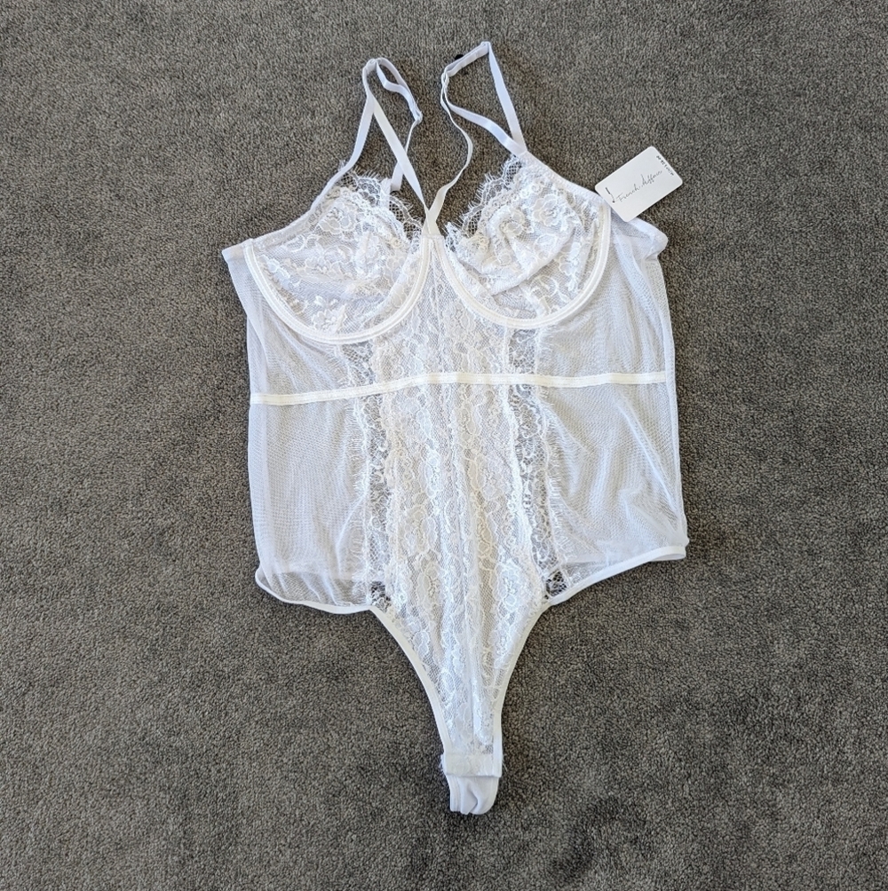 White Lace Sexy Teddy Mesh Bodysuit Women's 3X NEW NWT